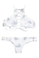 Sexy White Printed Cut out Vintage Pinup Female Two Piece Tankini