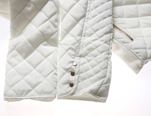 Sexy White Quilted High Neck Cotton Jacket