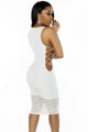 Sexy White Ribbed Crisscross Sides Dress