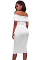 Sexy White Ruched Off Shoulder Bodycon Midi Dress