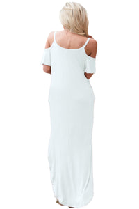 Sexy White Sassy Open Shoulder Maxi Dress