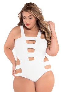 Sexy White Sexy Bandage Cutout One-piece Swimsuit