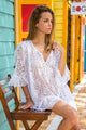 Sexy White Sheer Floral Lace Tunic Beachwear