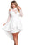 Sexy White Sheer Mesh Trim Hi-Lo Peplum Bodycon Dress
