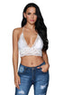 Sexy White Sheer Scalloped Lace Halter Bralette Top