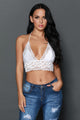 Sexy White Sheer Scalloped Lace Halter Bralette Top