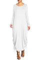 Sexy White Shirring Gathered Side Drape Bubble Jersey Dress