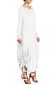 Sexy White Shirring Gathered Side Drape Bubble Jersey Dress