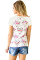 Sexy White Short Sleeve Pocket Floral Shirt