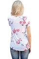 Sexy White Short Sleeve Round Neck Floral Printed T-shirt