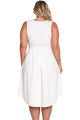 Sexy White Sleeveless V Neck Plus Size Hi-lo Dress
