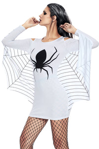 Sexy White Spiderweb Jersey Tunic Dress