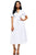 Sexy White Split Neck Short Sleeve Midi Dress with Bowknots