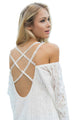 Sexy White Strappy Off Shoulder Lace Crochet Beachwear