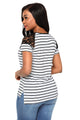 Sexy White Striped Cap Sleeve Top with Lace Detail