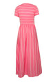Sexy White Striped Rosy Short Sleeve Maxi Dress