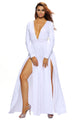 Sexy White Super Classy Long Sleeves Double Slit Long Maxi Dress