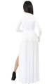 Sexy White Super Classy Long Sleeves Double Slit Long Maxi Dress