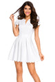 Sexy White Sweet Scallop Pleated Skater Dress