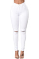 Sexy White Trendy Slit Knee Denim Pants