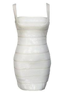 Sexy White Twinkling Sequin Bandage Dress