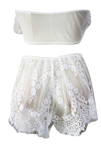 Sexy White Two-piece Ruffle Lace Lingerie Set