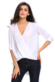 Sexy White V Neck Ruffle Loose Fit Blouse Top