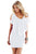 Sexy White V Neck Ruffle Overlay Slit Sleeve Bodycon Dress