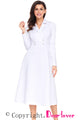 Sexy White Vintage Button Collared Fit-and-flare Dress