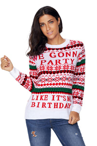 Sexy White WE GONNA PARTY Ugly Christmas Sweater