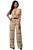 Sexy White Yellow Tapestry Print Belted Jumpsuit