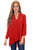 Sexy Red Asymmetric Hemline Roll Tab Sleeve Blouse