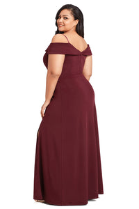 Sexy Wine Long Off the Shoulder Plus Size Gown
