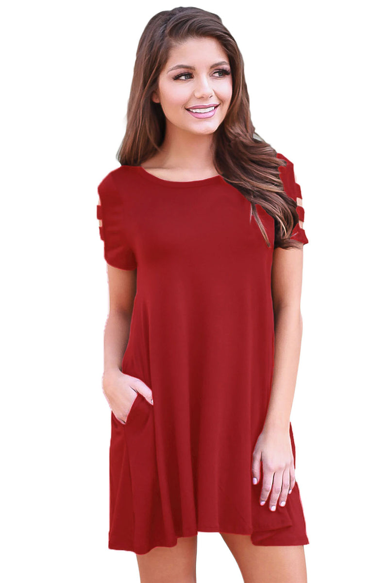 Sexy Red Banded Short Sleeve Relaxing Casual Dress – SEXY AFFORDABLE ...