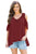 Sexy Wine Red Crochet Neck and Back Cold Shoulder Top