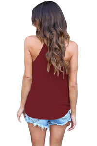 Sexy Wine Red Wrapped Ruffle Tank