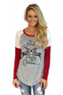 Sexy Wine Reindeer Have Yourself a Merry Little Christmas Printed Blouse Top