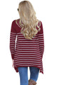 Sexy Wine Striped Knit Pullover Sweater Top