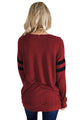 Sexy Wine Striped Sleeve Women’s Sweatshirt Top