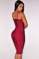 Sexy Wine Zipper Hourglass Bandage Dress