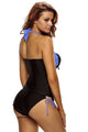 Sexy Women Black Blue Halter Neck Tankini Swimsuit