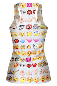 Sexy Women In Emoji Print Vest