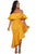 Sexy Yellow Asymmetric Ruffle Off Shoulder Party Dress