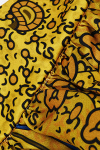 Sexy Yellow Blue African Print Maxi Skirt