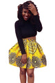 Sexy Yellow Circled Print Skater African Style Mini Skirt