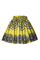 Sexy Yellow Circled Print Skater African Style Mini Skirt