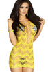 Sexy Yellow Crocheted Lace Hollow-out Chemise Dress
