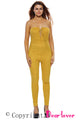 Sexy Yellow Deep V Lace-up Faux Suede Strapless Jumpsuit
