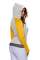 Sexy Yellow Grey Patchwork Double Hooded Sweatshirt