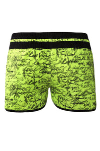 Sexy Yellow Individual Handwriting Print Swim Shorts